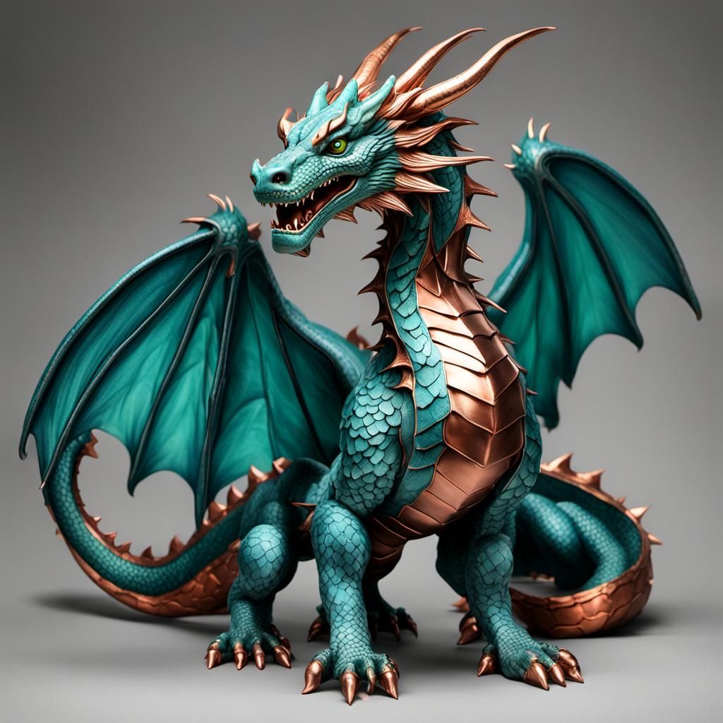 Bluegreen Dragon with Copper Wing Pattern