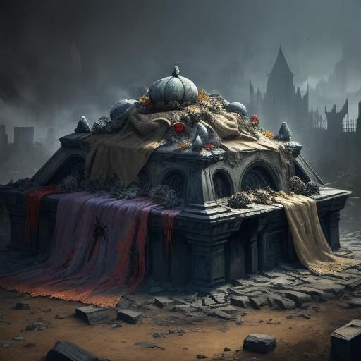 Castle Cloaked in Spider Silk: Hyperrealistic Concept Art