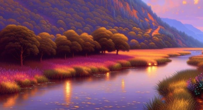Fantastical Wine River in Forest, Fine Art