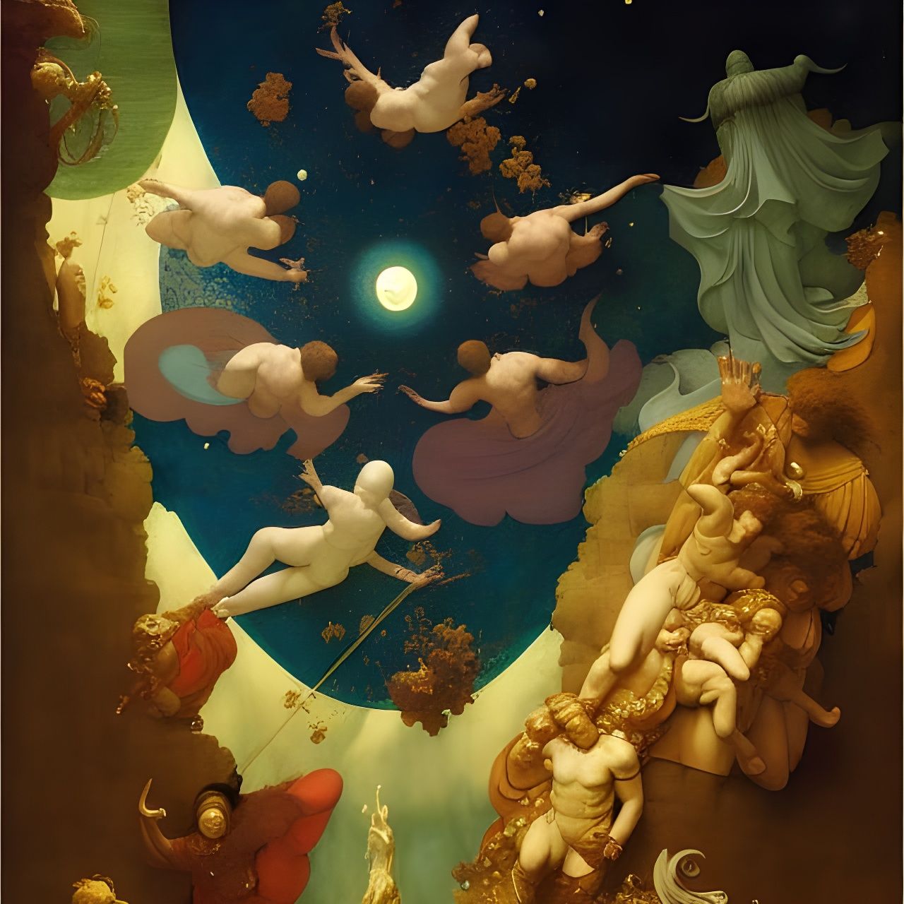 Ancient Heavens: Detailed Painting Inspired by Masters