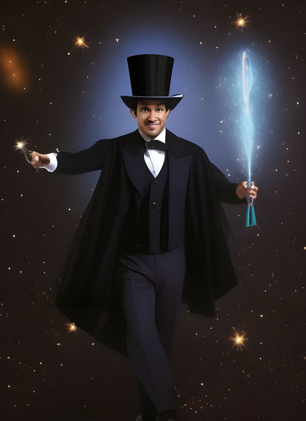 Magician's Cosmic Trick: Stars Emerge in Astral Illustration