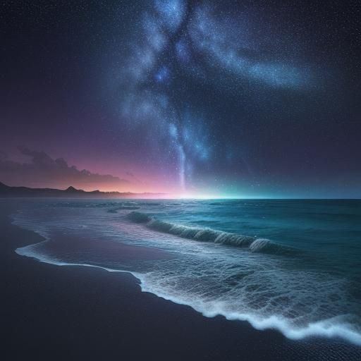 Colorful Starry Sky Reflected on the Sea
