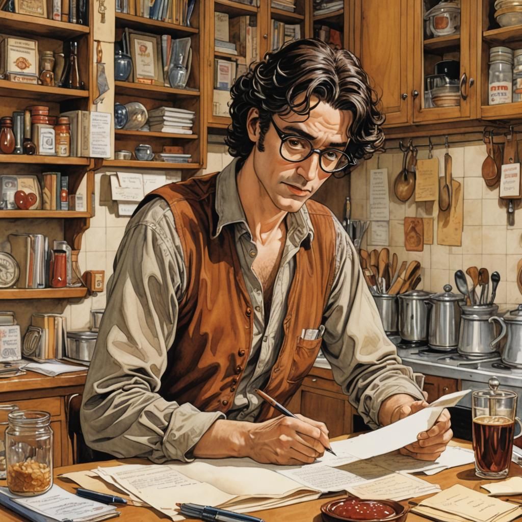 Man Writing Love Letter in Bande Dessinée Style