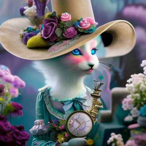 Anthropomorphic Rabbit in Steampunk Rococo Setting