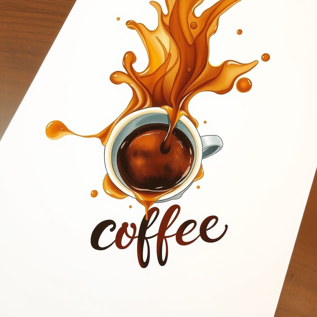 Coffee Mug Spill Creates Watercolor Portrait