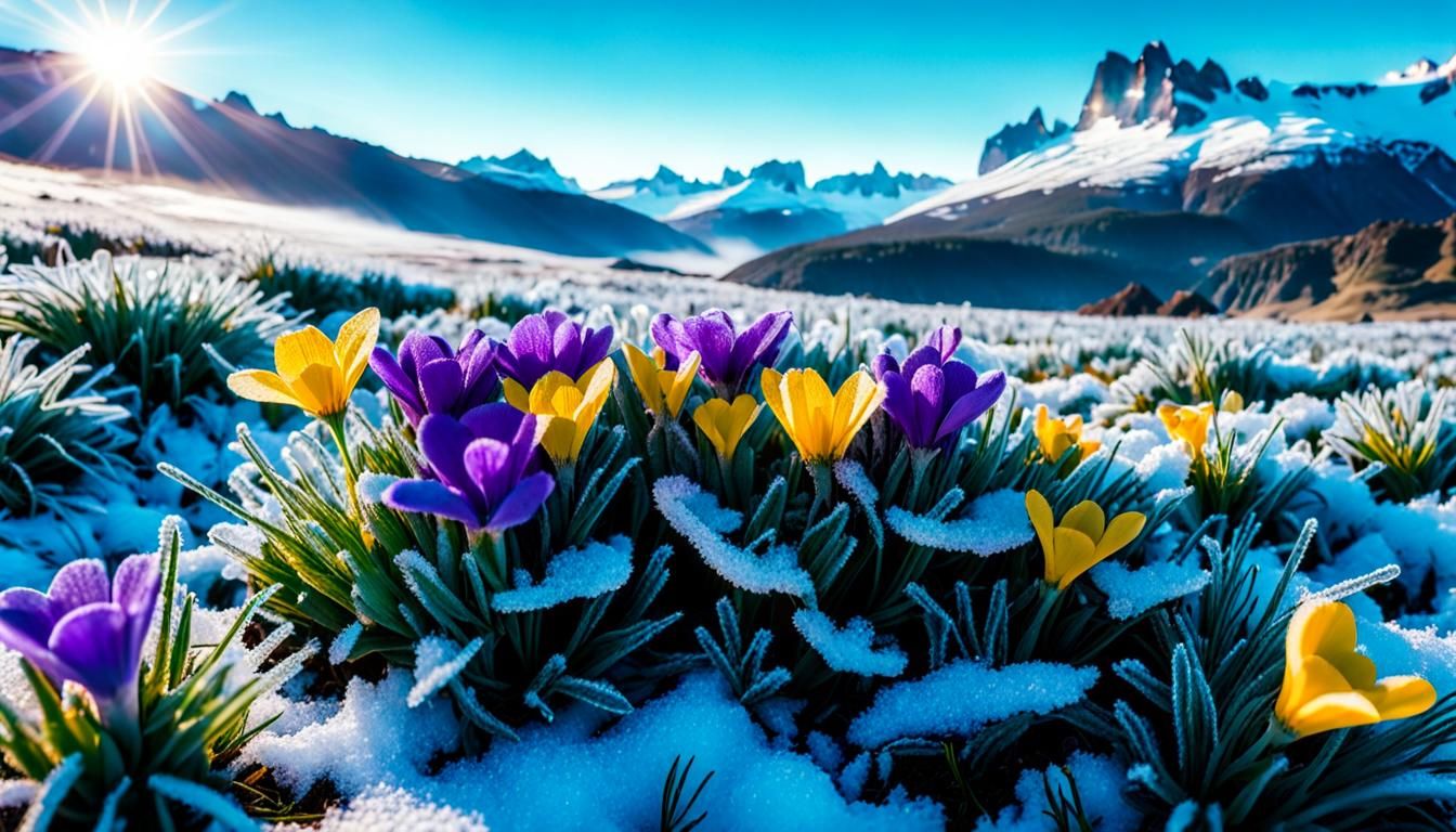 Vibrant Field Flowers Emerge After Frost: Close-Up Photograp...