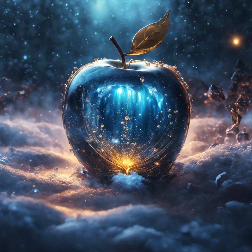 Glowing Crystalline Apple with Firefly Lights