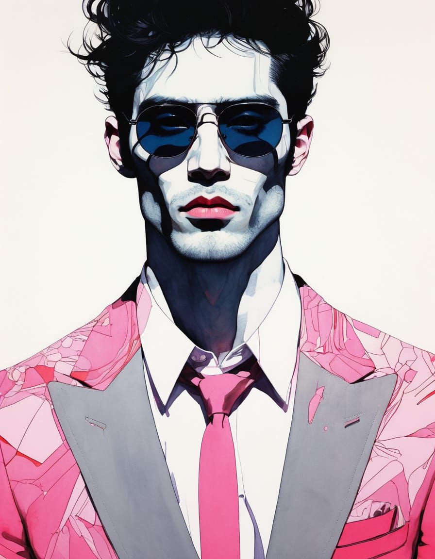 Vampire GQ Model in New York, Art Nouveau Style