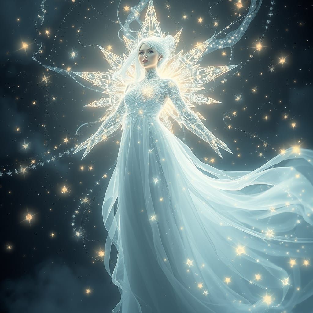 Crystalline Star Being with Glowing Crystal Stars, Ethereal ...