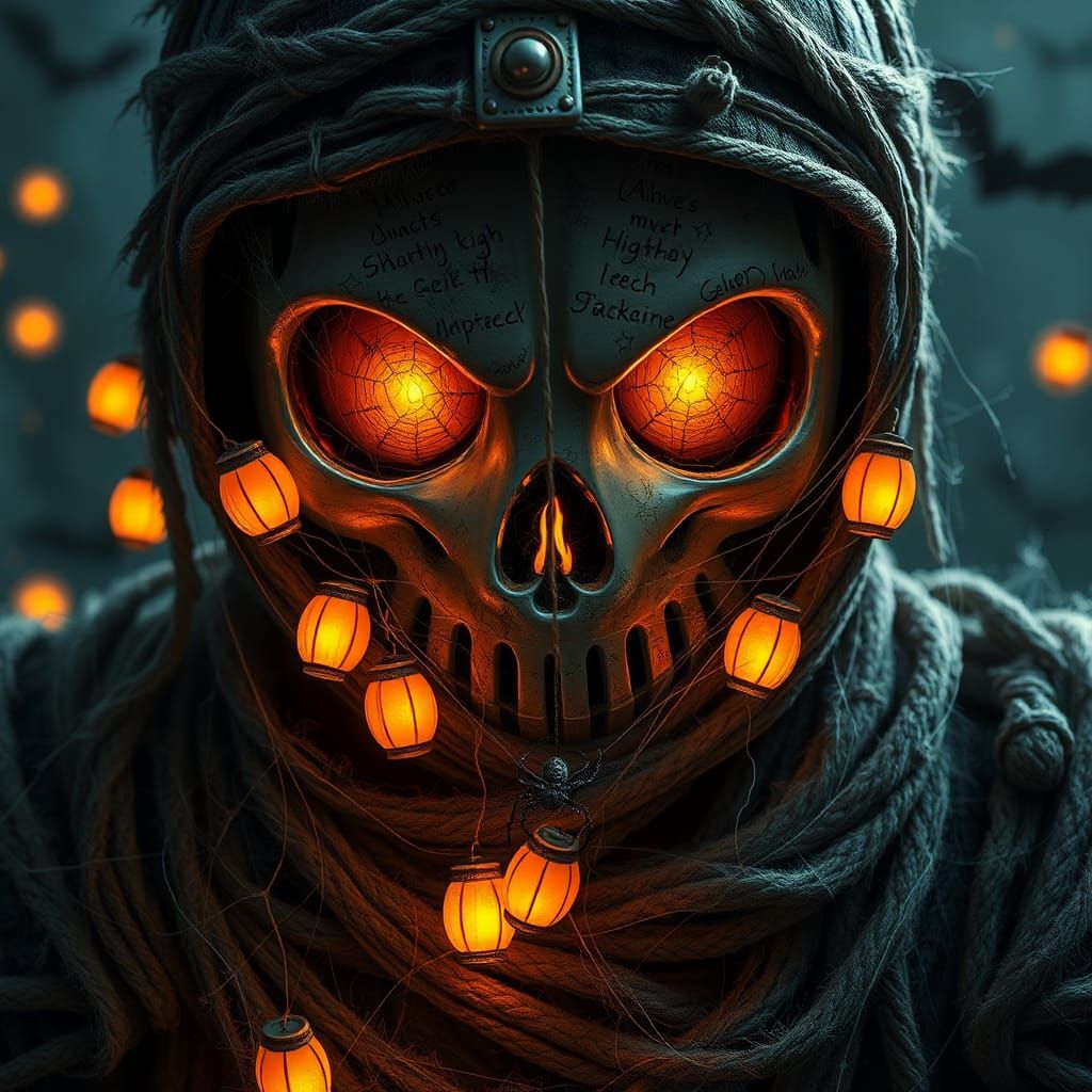Headless Knight with Halloween Lanterns in Digital Art