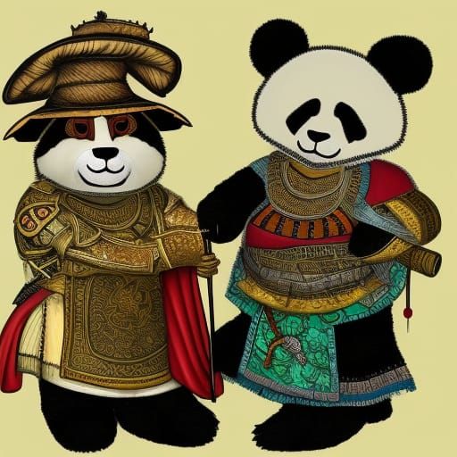 Panda as Sancho Panza in Wayang Kulit Style