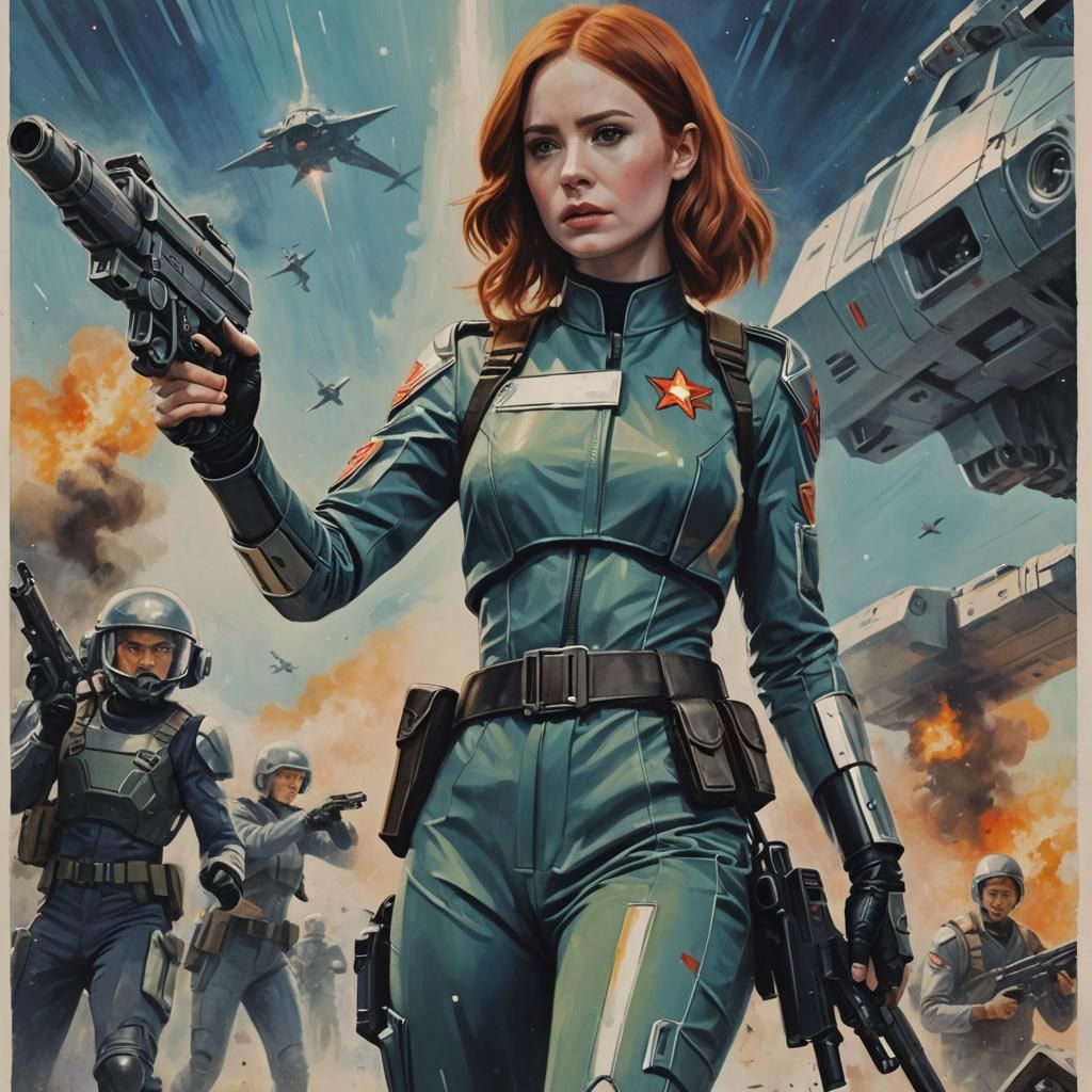 Futuristic Marine Movie Poster in Gouache Style