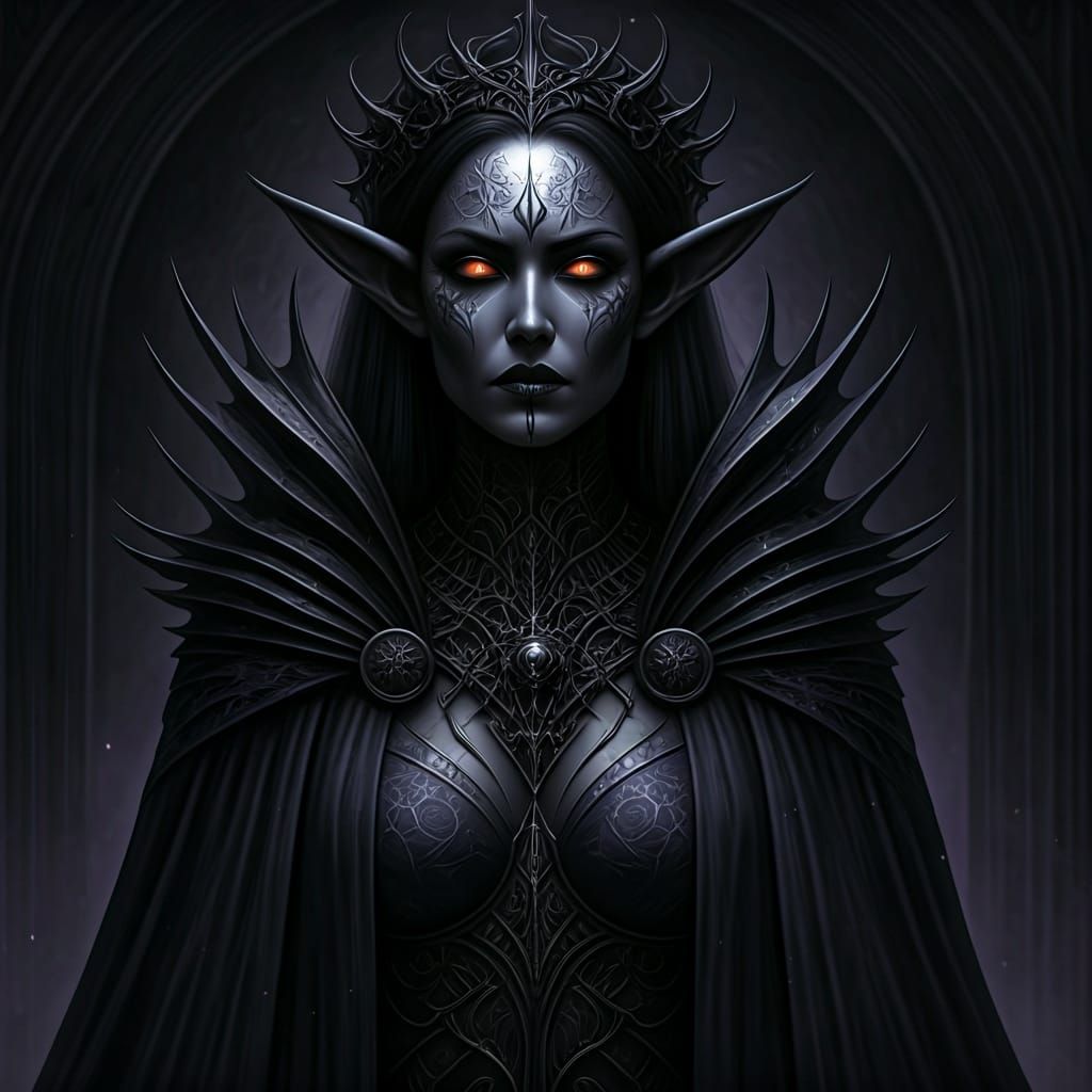 Dark Elf Priestess in Gothic Fantasy Style