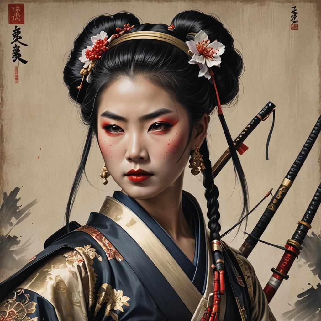 Ona Bugeisha Warrior Portrait with Bow