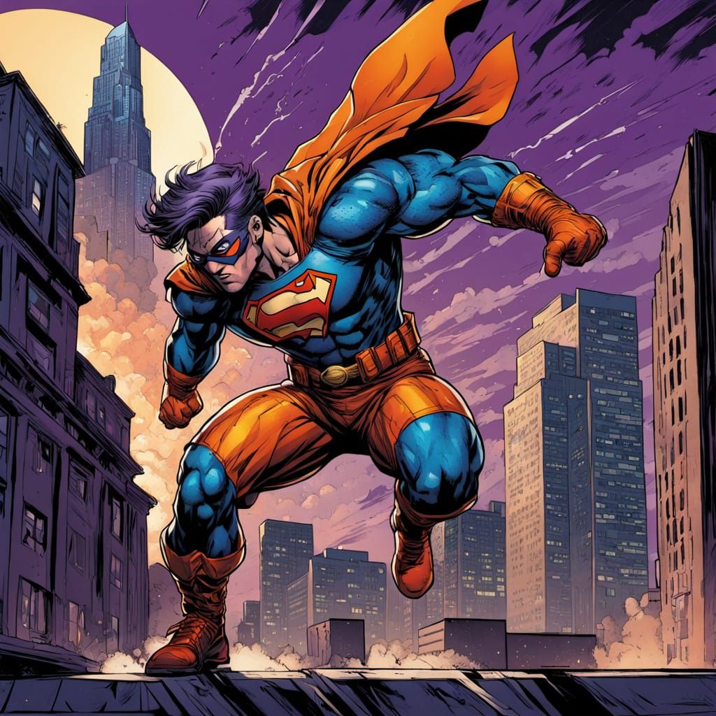 Superhero Parkour with Haley's Comet in Jim Lee Style