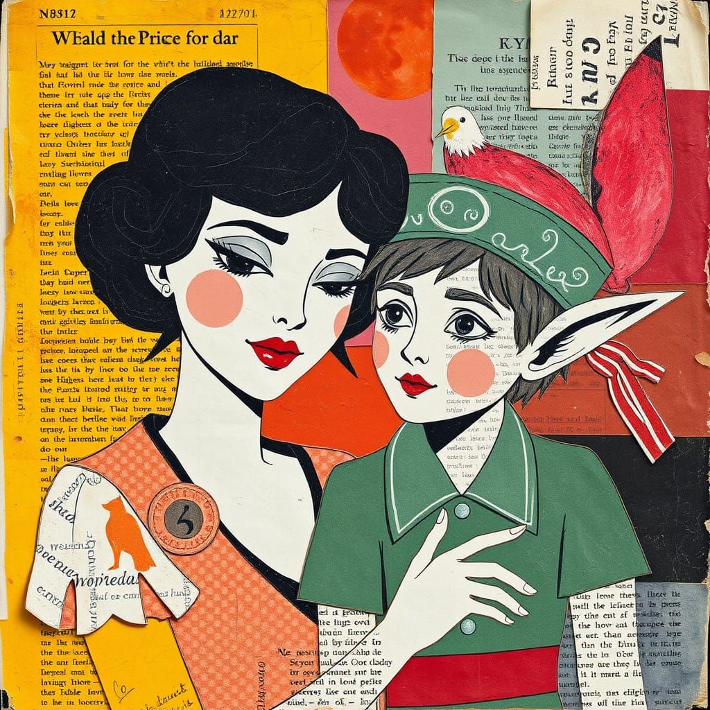 Constructivist Newspaper Collage of Peter Pan