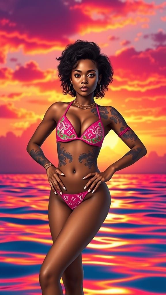 Vibrant Anime-Inspired Concept Art of a Confident Young Woma...