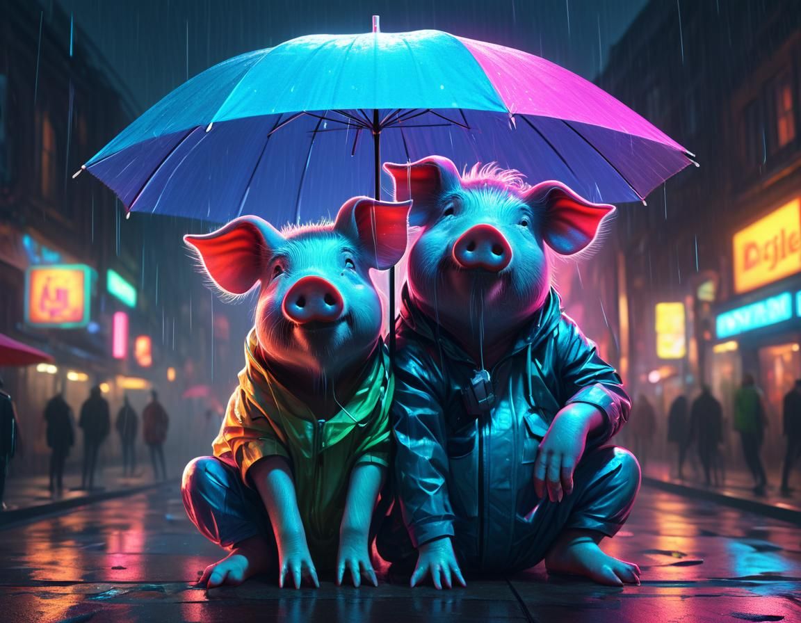 Sharing an umbrella!