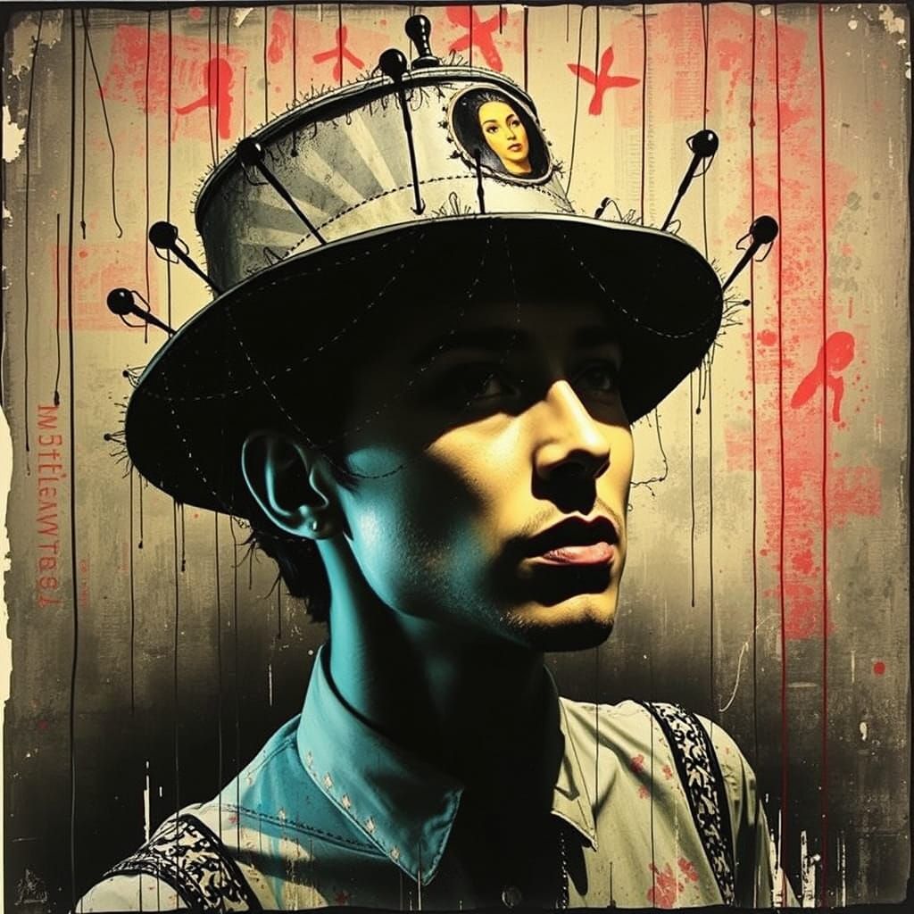 Glitchcore Ringmaster in Avant-Garde Portrait