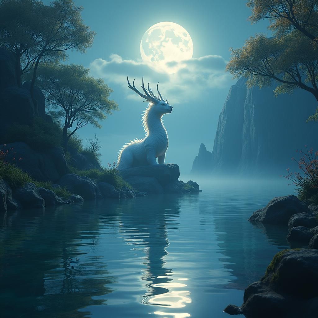 Kirin in Moonlight: A Fantasy Concept Art Piece