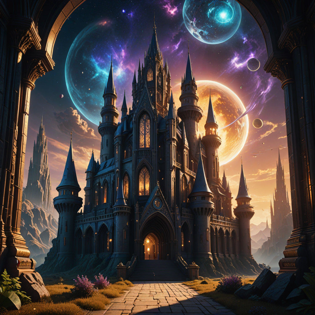Ethereal Space Castle in Gothic Style
