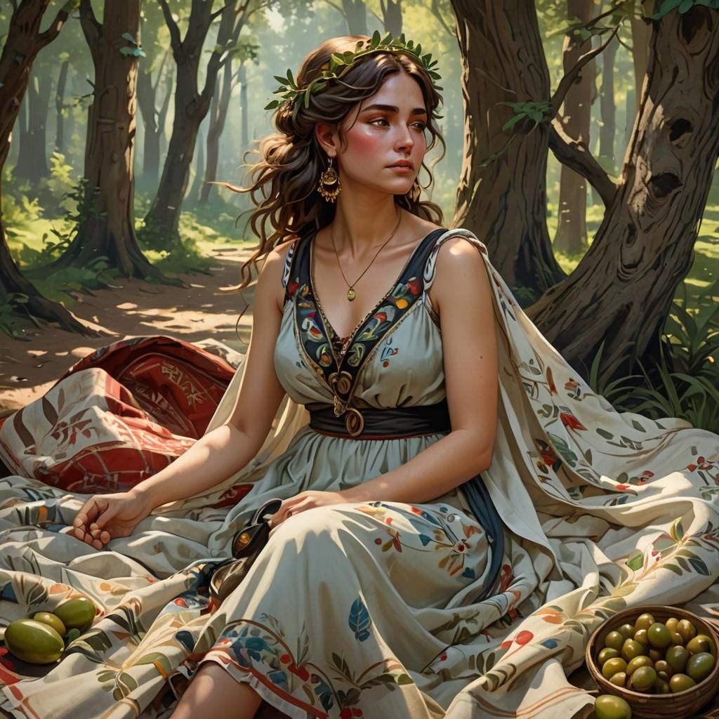 Italian Woman Portrait in Art Nouveau Style