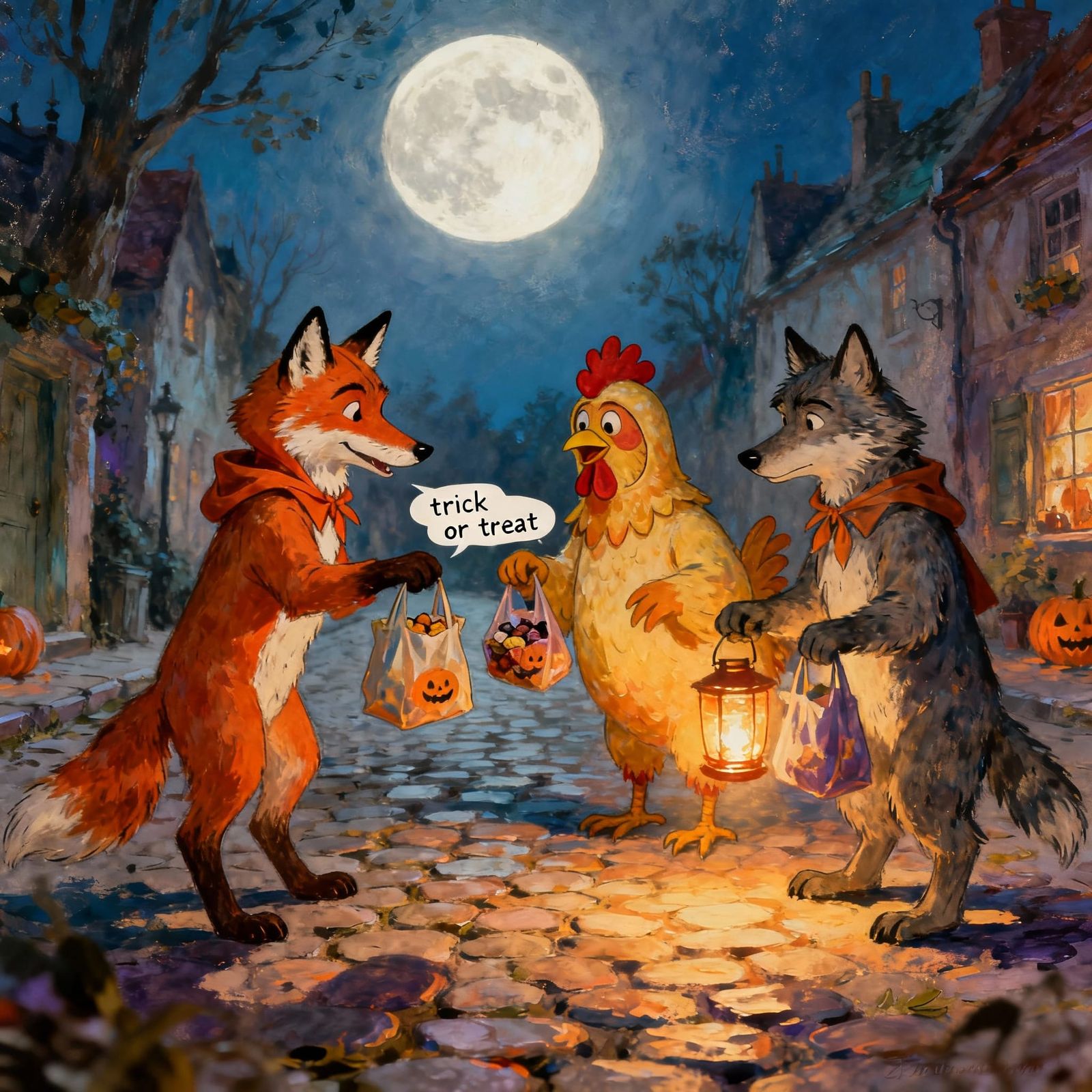 Whimsical Storybook Animals in Halloween Costumes