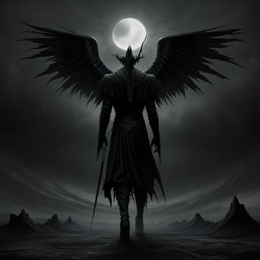 Azazel in Desolate Landscape, Gothic Dark Fantasy