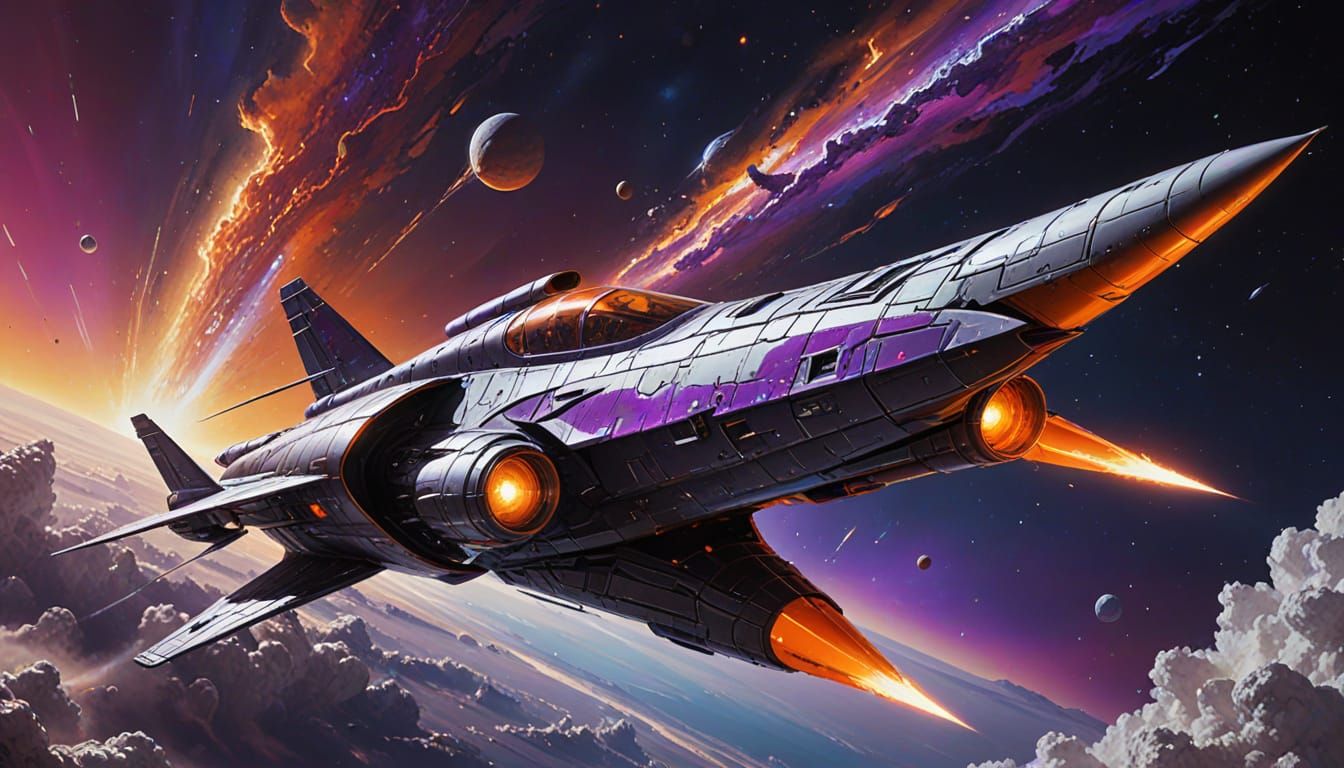 Retrofuturistic Starships in Cosmic Vortex