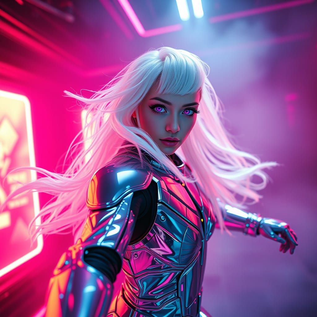 Vibrant AI in Neon Futurism