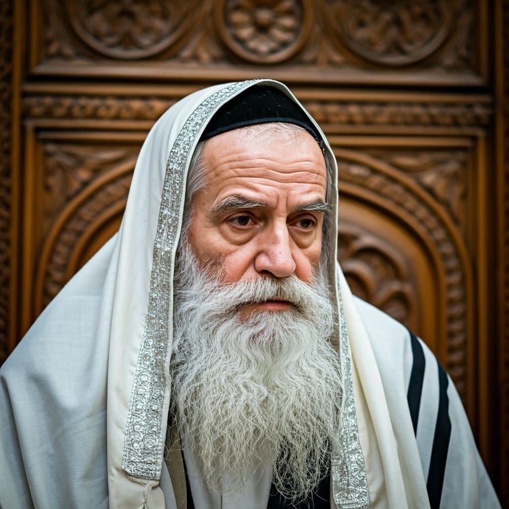 Wisdom of the Ages: A Close-Up Portrait of a Jewish Elder in...