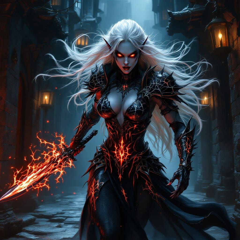 Anne Stokes style portrait of dark grey-skinned fierce muscu...