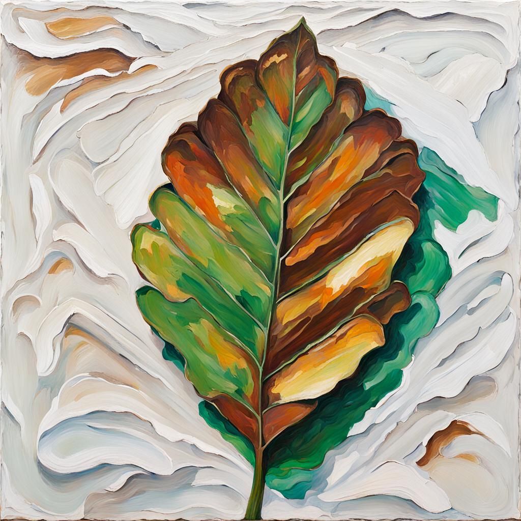 Giant Leaf Painting in Expressionist Style