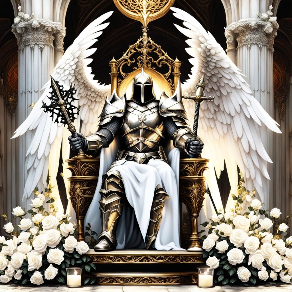 Gothic Angel Knight with Silver Spear