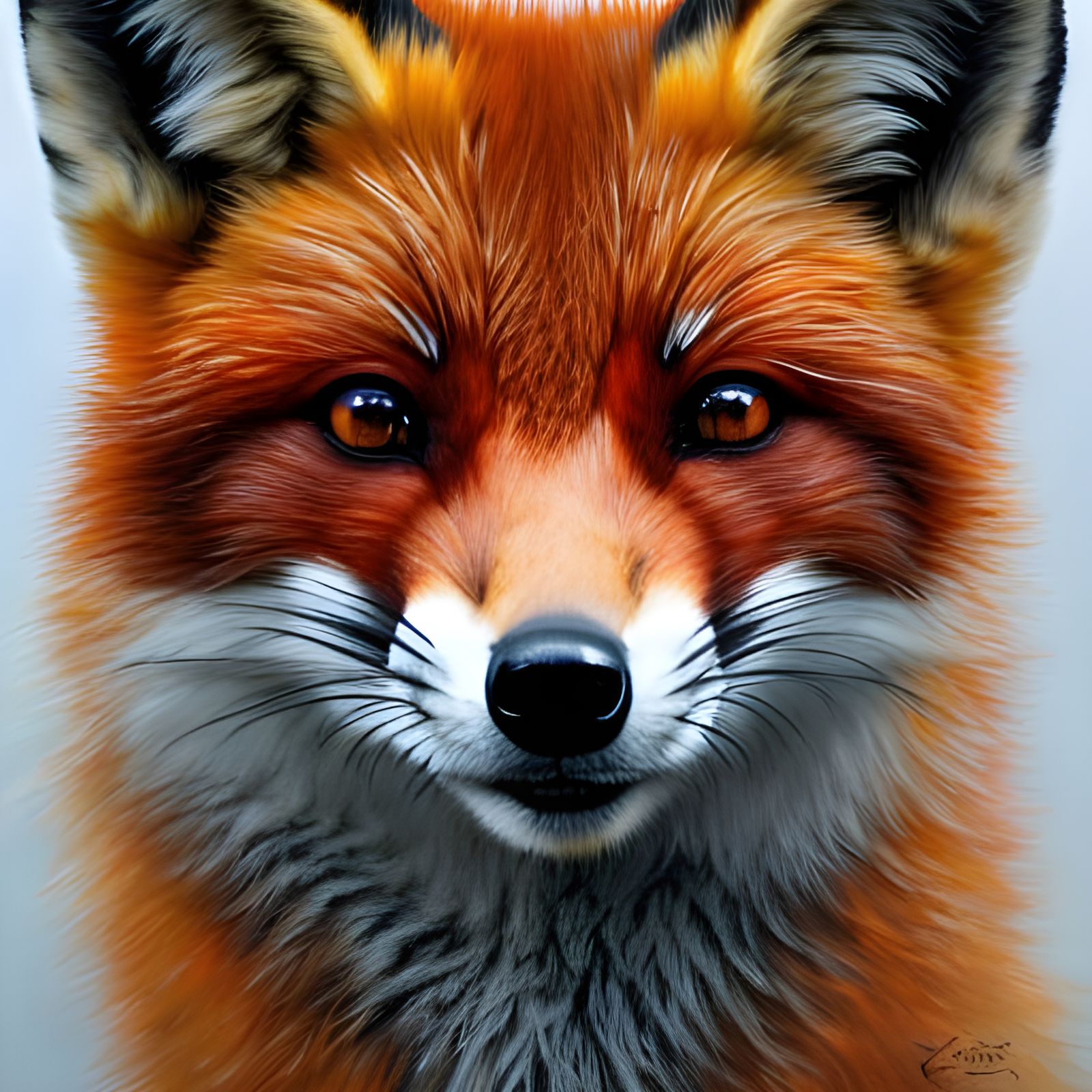 Adorable Red Fox in Hyperrealistic Polychromatic Style