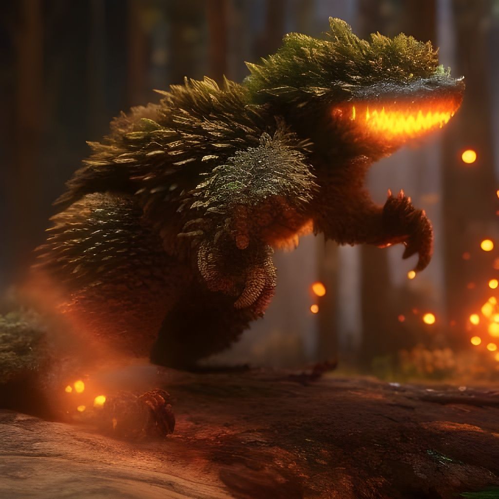 Fluffy Ladybug Moss Monster in Detailed Matte Painting