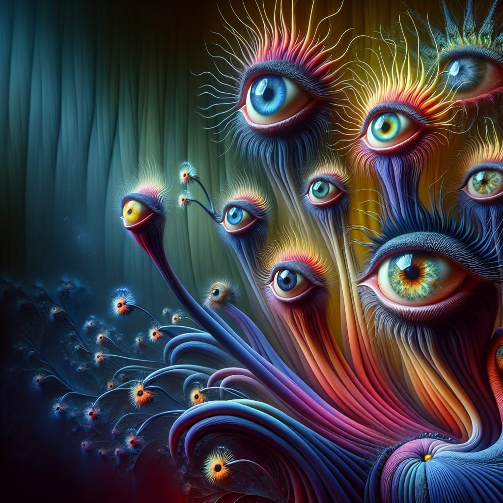 Surreal Eyes Bloom in a Vivid Landscape