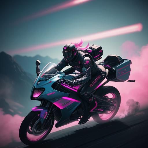 Teenage Boy's Retro Anime Motorcycle Ride