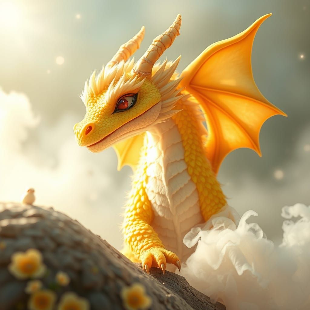 Surreal Dragon Illustration in Pastel Hues and Ethereal Ligh...