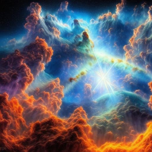 Epic Celestial Scene with Billowing Nebula