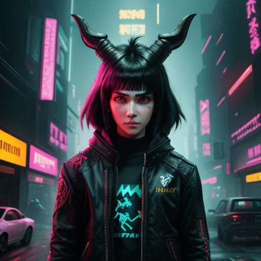 Cyberpunk Dragon-Donkey Hybrids in Neon Cityscape