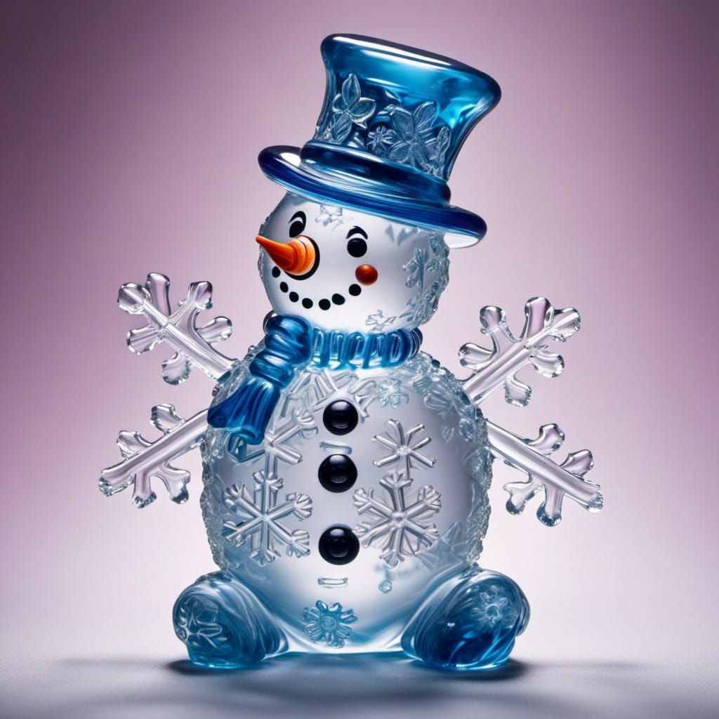 <lora:Glass Art:1.0> Snowflakes Snowman