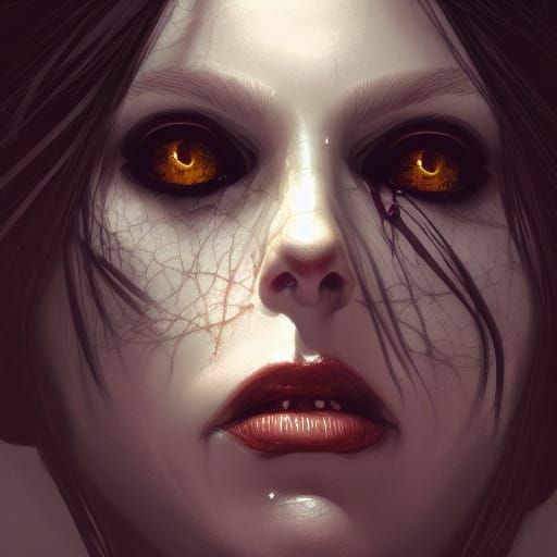 Androgynous Vampire in Gothic Setting: Hyperrealistic Portra...