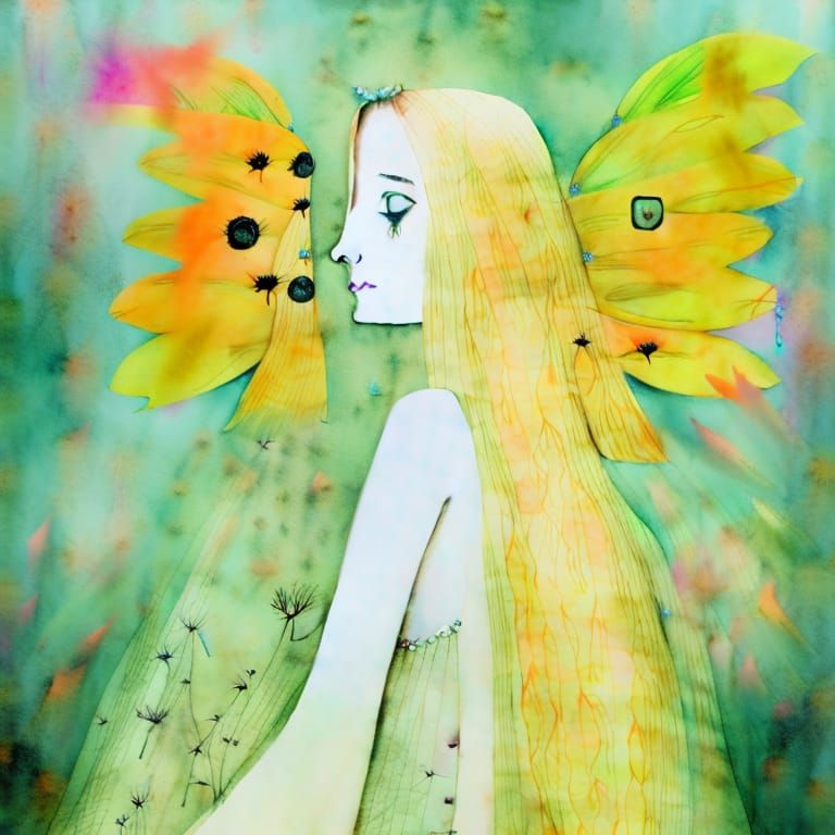 Watercolor Portrait in Abstract Expressionist Style