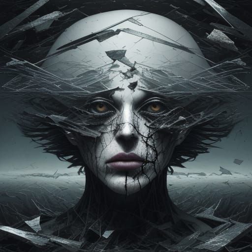 Surreal Portrait of Disorientation in Abstract Art Style