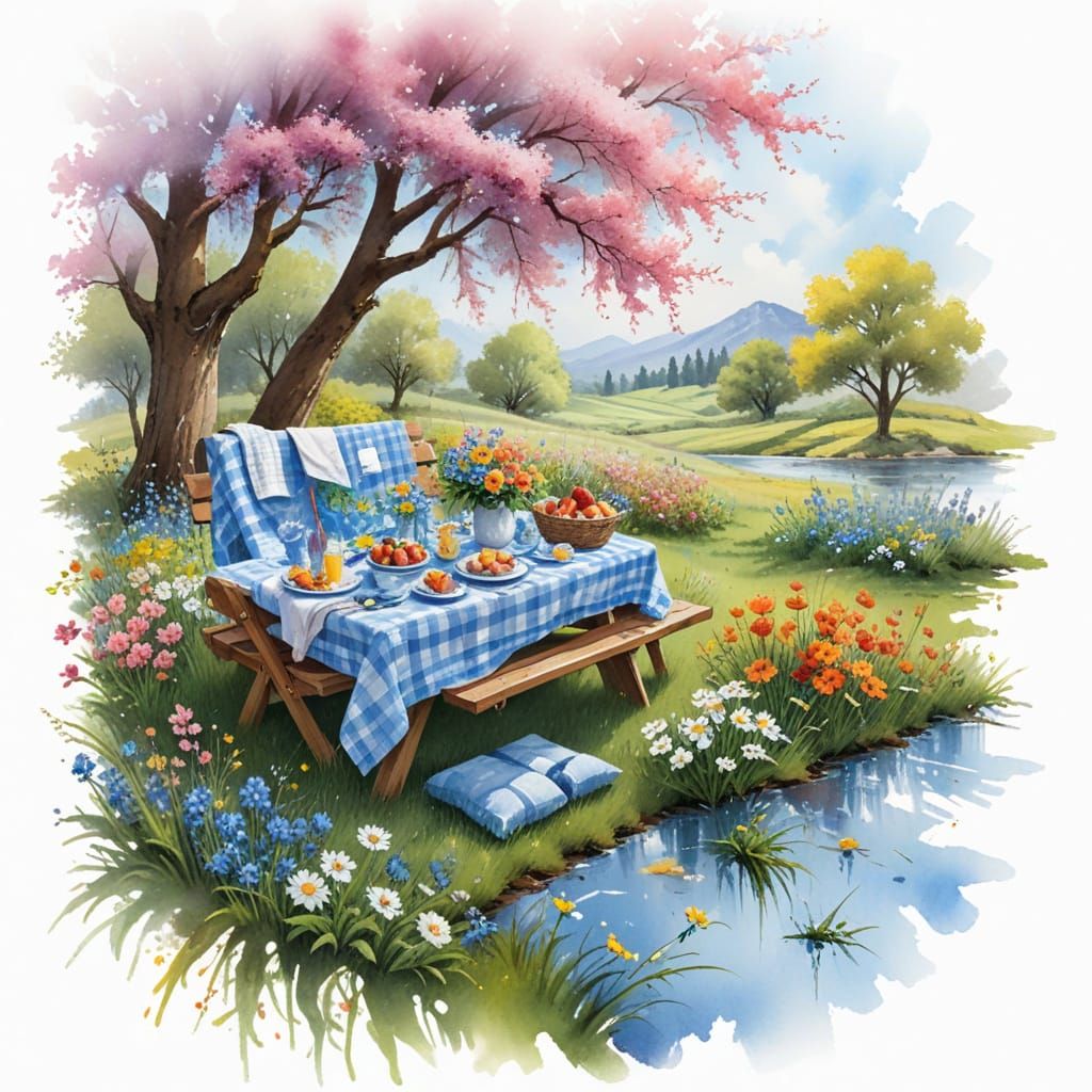 Whimsical Springtime Picnic in a Sunlit Garden Oasis
