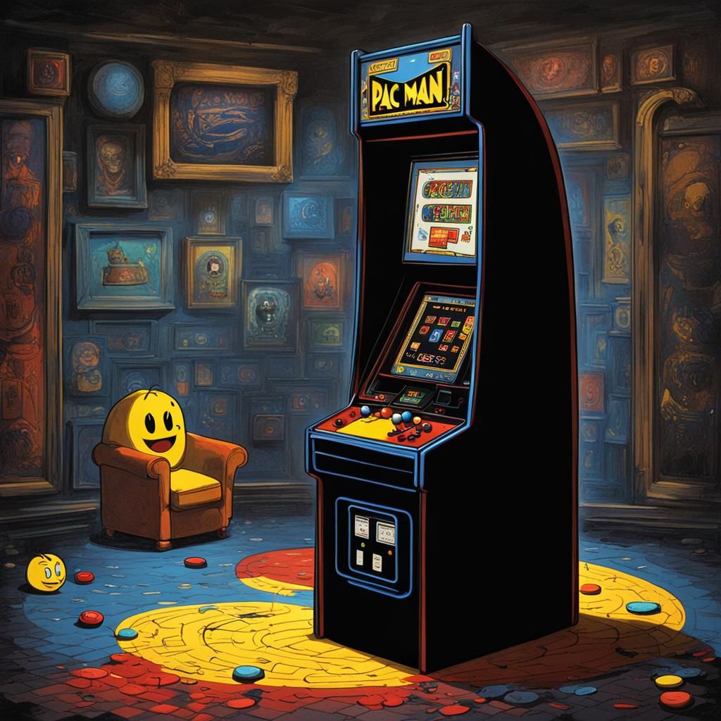Pac-Man Arcade Machine Displaying 100 Credits