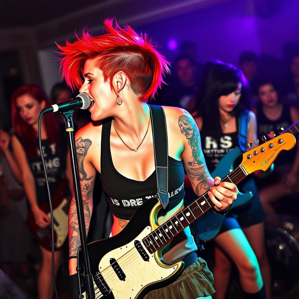 Shirtless Woman: AI Interpretation of Punk Rock