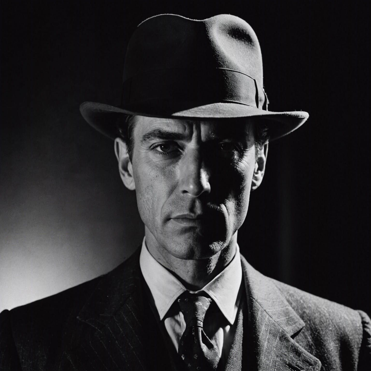 Brooding Man in Film Noir Portrait