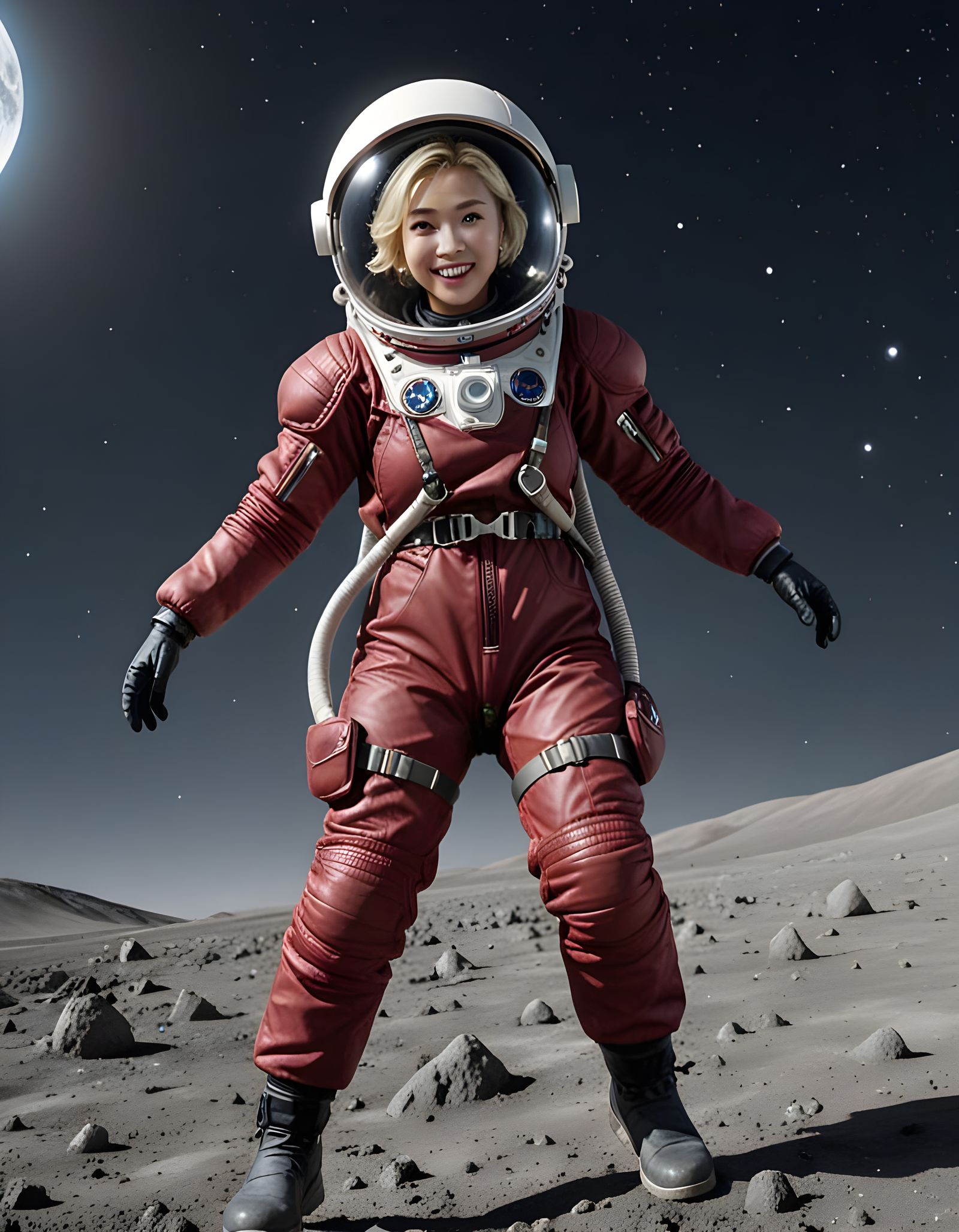 Mongolian Taikonaut Leaps on the Lunar Surface